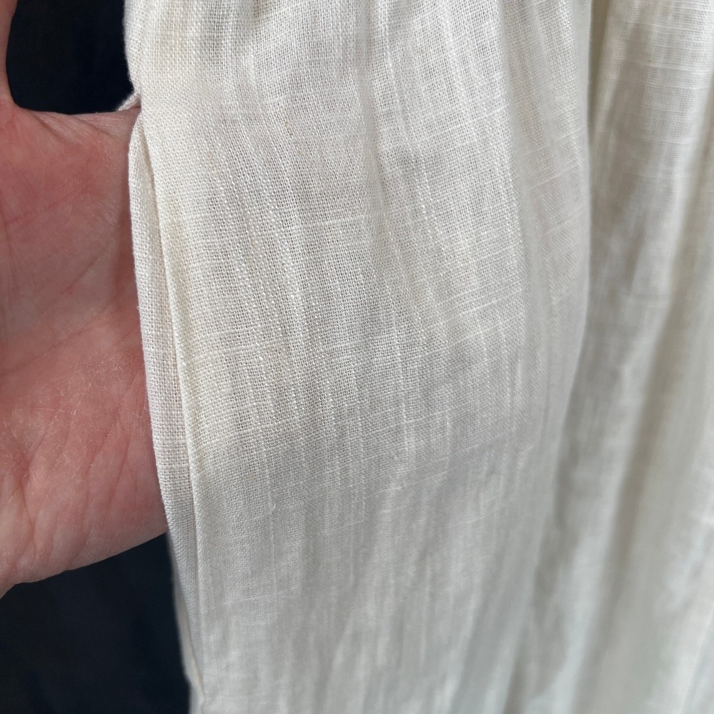 Chelsea28 Smocked Tiered Maxi Dress‎ Womens L Linen Blend White Milkmaid NWT - Picture 5 of 11